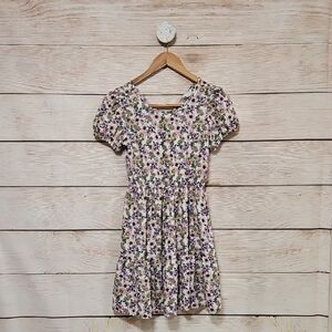 💟 Moon Pink Floral Puff Sleeve Tiered Dress 14